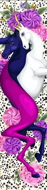 Free colorful bookmark with two codependent horses illustrated together